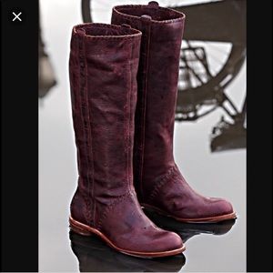Anthropologie Lucky Penny Wine Leather Riding Boot